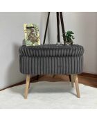 Mini Oslo bankje in antraciet linnen - B. 60 cm x H. 46 cm x D. 35 cm