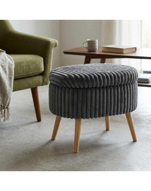 Mini Oslo bankje in antraciet linnen - B. 60 cm x H. 46 cm x D. 35 cm