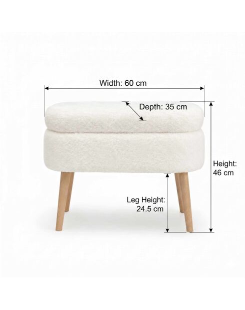 Banc Mini Oslo blanc - l. 60 cm  x H. 46 cm  x P. 35 cm