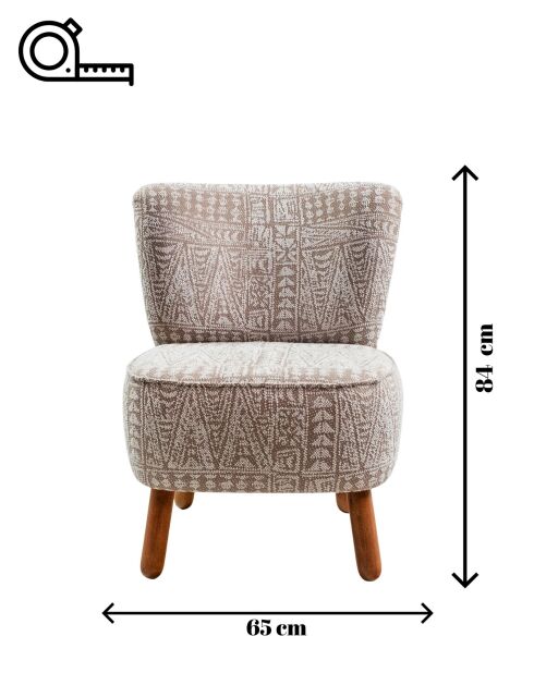 Fauteuil Mythologie Etnik beige - l. 43 cm x H. 35 cm x P. 33 cm