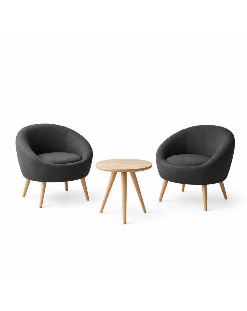 Cay Seti 3-teiliges Set aus Sessel und Beistelltisch, Anthrazit