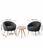 Set 3 pezzi poltrona e tavolino Cay Seti antracite