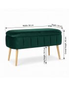 Banc Oslo Babyface émeraude - l. 90 cm x H. 46 cm x P. 35 cm