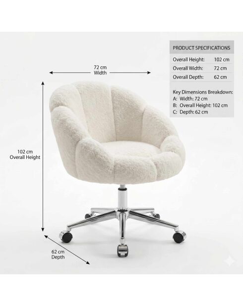 Fauteuil Marguerite Métal blanc - l . 72 cm x H. 102 cm x P.62 cm