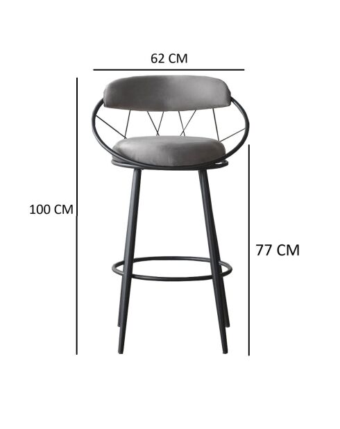 Tabouret de bar Relax gris - l.60 cm x H. 109 cm x P. 60 cm