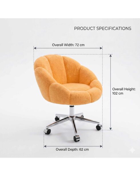 Sessel Papatya aus orangegoldenem Metall - L. 72 cm x H. 102 cm x T. 62 cm