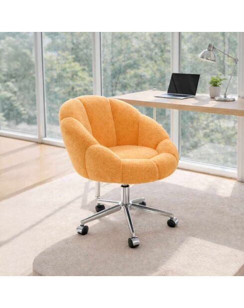 Sessel Papatya aus orangegoldenem Metall - L. 72 cm x H. 102 cm x T. 62 cm