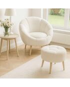 Lida witte set van 2 fauteuils en voetenbank