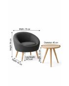 Ensemble Fauteuil et table d'appoint 2 pièces Cay Seti anthracite