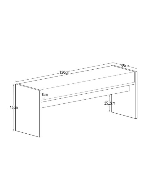 Banc Perle Chêne Saphir - l . 120 cm  x H. . 45 cm  x P. 35 cm