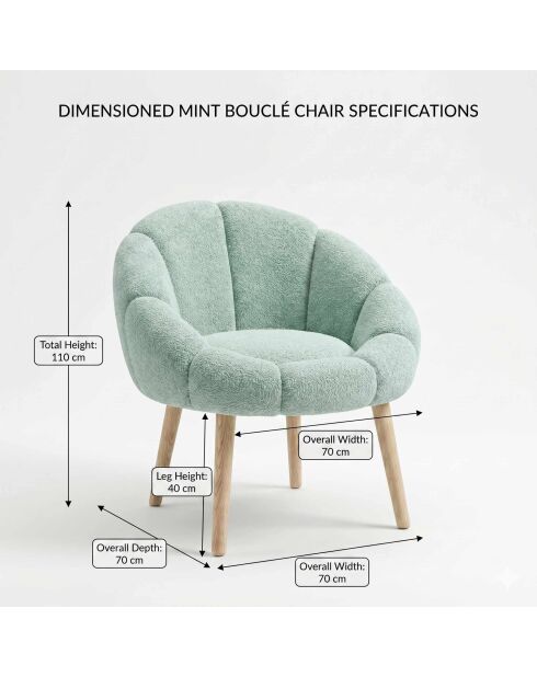 Fauteuil Marguerite vert - l . 70 cm  x H. 110 cm  x P. 70 cm