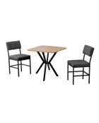 Juego de mesa de comedor y 2 sillas Dubai Charcoal Walnut de 3 piezas