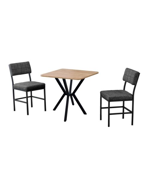 Juego de mesa de comedor y 2 sillas Dubai Charcoal Walnut de 3 piezas