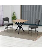 Juego de mesa de comedor y 2 sillas Dubai Charcoal Walnut de 3 piezas