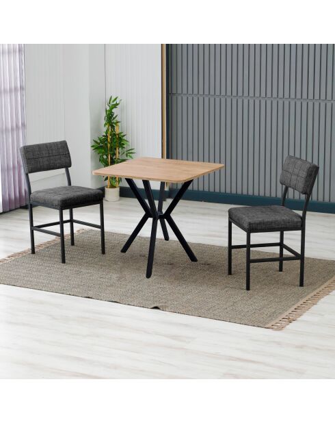 Juego de mesa de comedor y 2 sillas Dubai Charcoal Walnut de 3 piezas