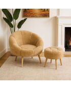 Ensemble fauteuil et pouf 2 pièces Lida brun