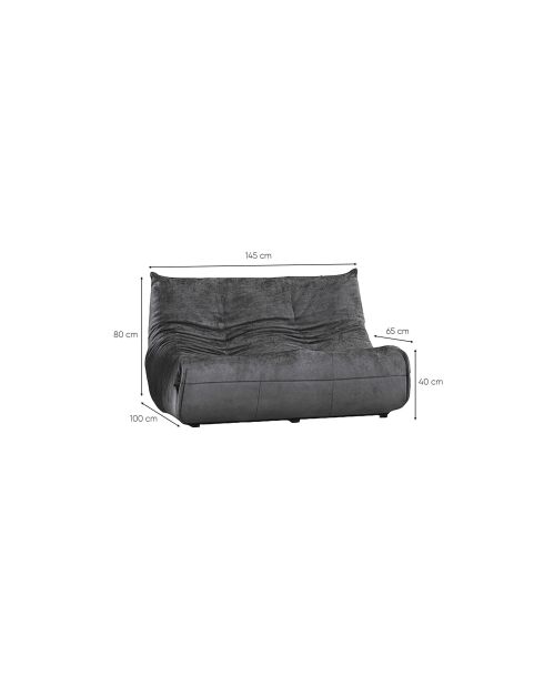 Bocek dunkelgraues 2-Sitzer-Sofa - L. 145 cm x L. 100 cm x H. 80 cm