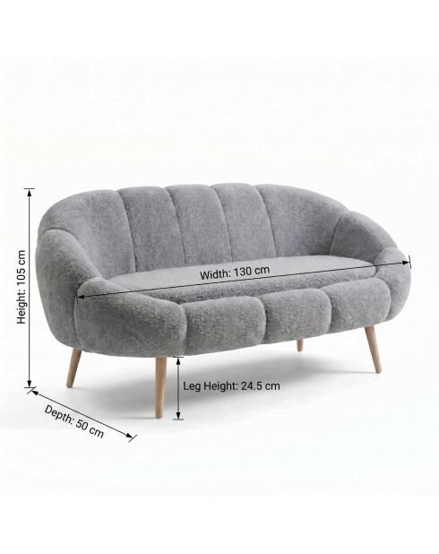 Graues 2-Sitzer-Sofa Lida - L. 130 cm x H. 105 cm x T. 50 cm