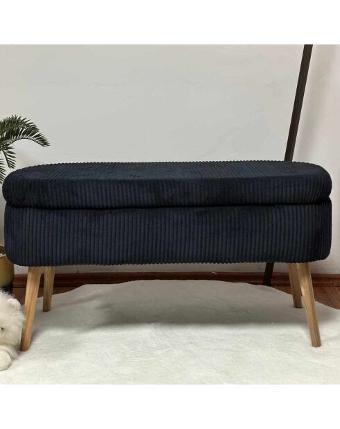 Linnenbank Oslo zwart - b. 90 cm x H. 46 cm x D. 35 cm