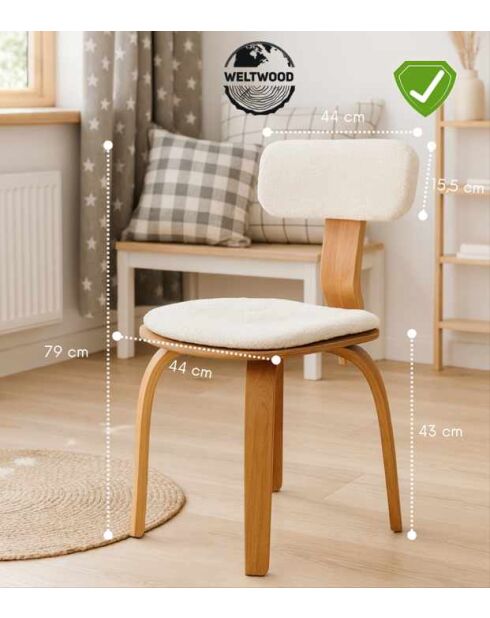 Chaise Londres Naturel - l. 44 cm x H. 79 cm x P. 43 cm