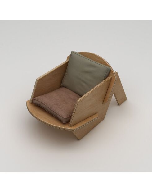 Fauteuil Oiseau bois naturel - l . 70 cm x H. 56 cm x P. 54 cm