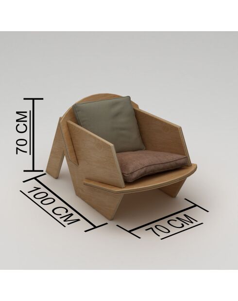 Fauteuil Oiseau bois naturel - l . 70 cm x H. 56 cm x P. 54 cm
