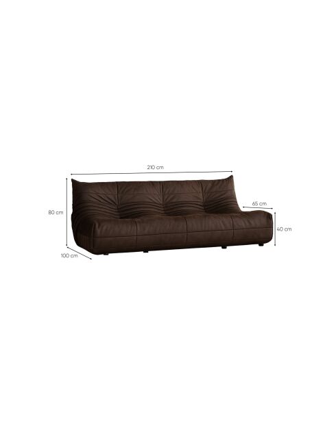Bocek braunes 3-Sitzer-Sofa - L. 210 cm x L. 100 cm x H. 80 cm