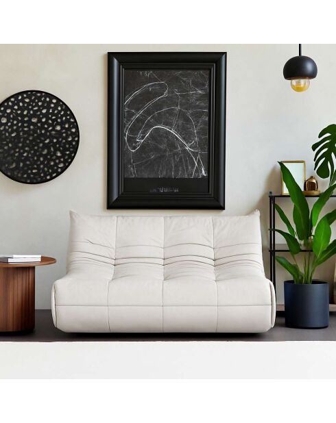 Bocek weißes 2-Sitzer-Sofa - L. 145 cm x L. 100 cm x H. 80 cm