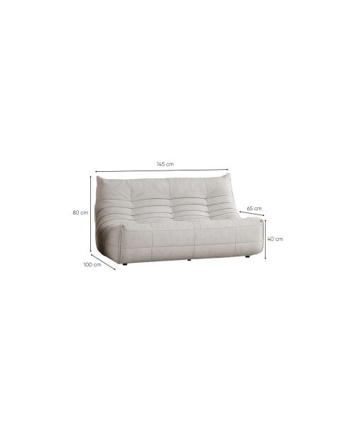 Bocek weißes 2-Sitzer-Sofa - L. 145 cm x L. 100 cm x H. 80 cm