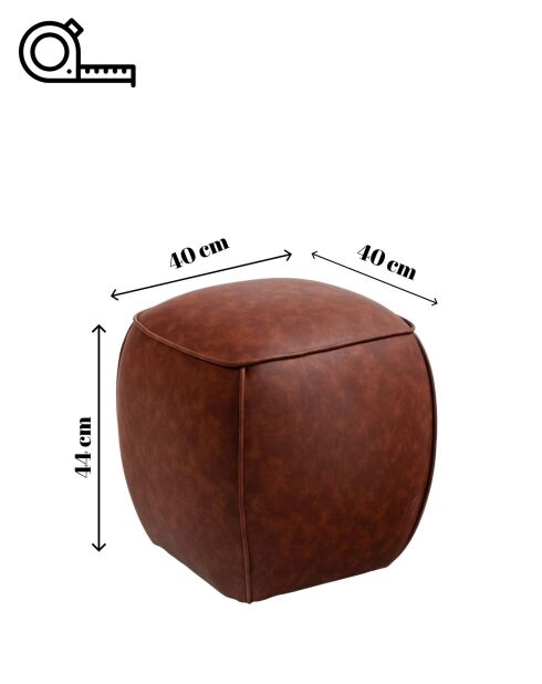 Petit pouf Bragi marron - l. 40 cm x H. 44 cm x P. 40 cm