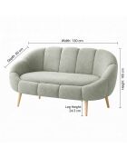 Lida groene 2-zitsbank - l. 130 cm x H. 105 cm x D. 50 cm