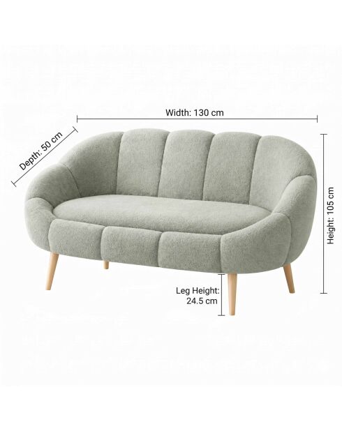 Lida groene 2-zitsbank - l. 130 cm x H. 105 cm x D. 50 cm