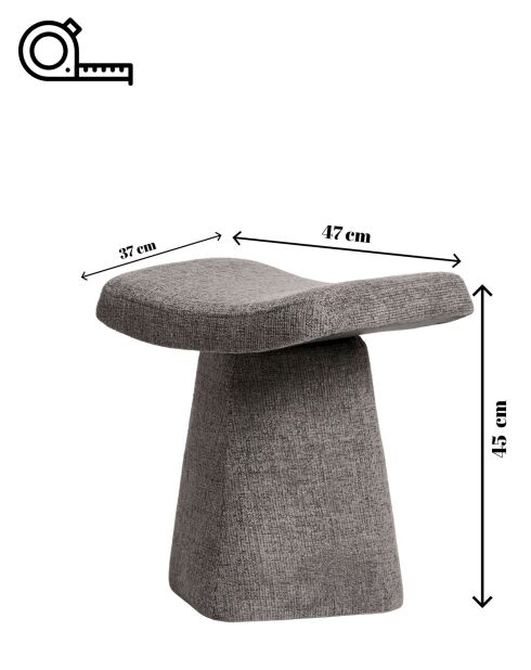 Petit pouf Asberg anthracite - l.47 cm x H. 45 cm x P. 37 cm