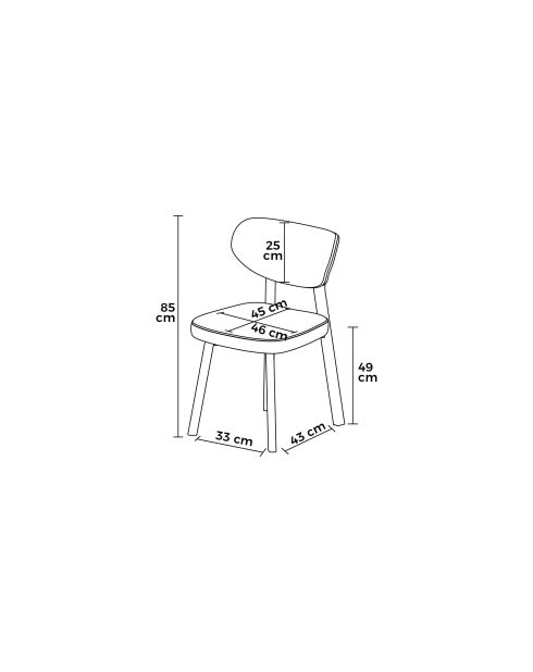 Set de 2 sillas Toldy negro/marrón, 46 cm de largo x 85 cm de alto x 45 cm de profundidad