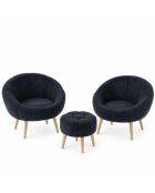 Set de 2 sillones y puf de 3 piezas Lida Wellsoft antracita