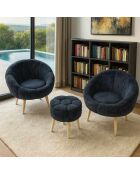 Set de 2 sillones y puf de 3 piezas Lida Wellsoft antracita