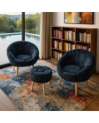 Set de 2 sillones y puf de 3 piezas Lida Wellsoft antracita