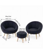 Set de 2 sillones y puf de 3 piezas Lida Wellsoft antracita