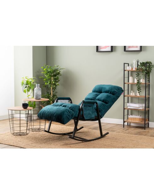 Fauteuil à bascule Lena Single vert pétrole - l. 60 cm x P. 60 cm x P. 35 cm