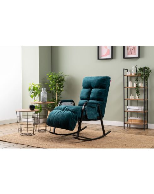 Fauteuil à bascule Lena Single vert pétrole - l. 60 cm x P. 60 cm x P. 35 cm
