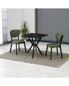Ensemble table à manger et 2 chaises 3 pièces Elma vert noir