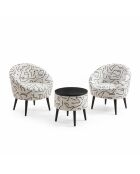 Set 2 poltrone e tavolino Lida 3 pezzi nero bianco