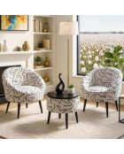 Set 2 poltrone e tavolino Lida 3 pezzi nero bianco