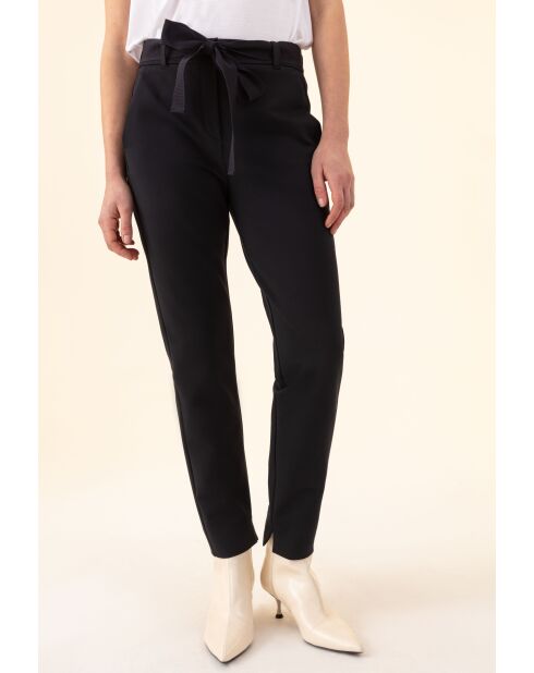 Pantaloni blu scuro Gwen con cintura