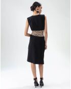 Guepard-Kleid mit Leopardenmuster in Schwarz