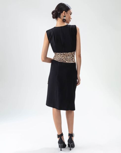 Guepard-Kleid mit Leopardenmuster in Schwarz