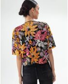 Top Elegance nero/fiori ricamati