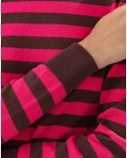Maglione felino con strisce di ibisco e caramello
