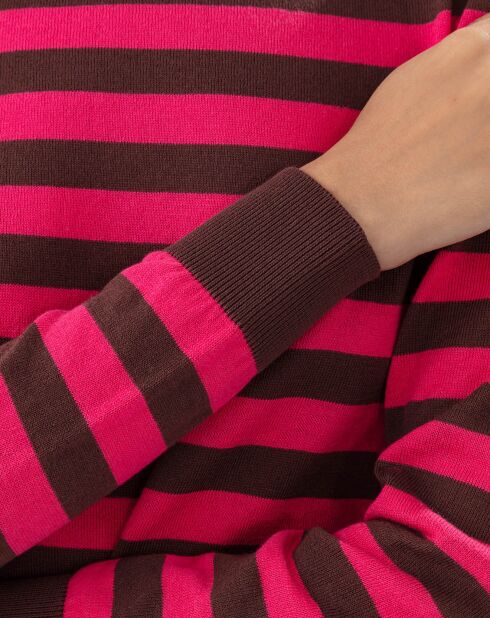 Maglione felino con strisce di ibisco e caramello