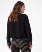 Carmen-Strickjacke schwarz/beige gestreift